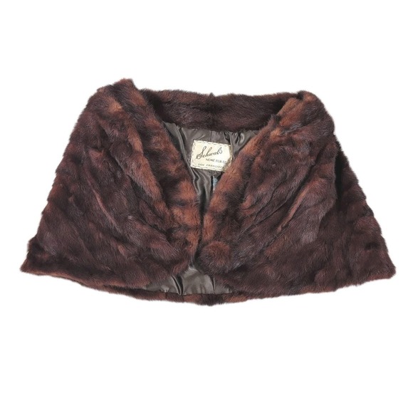 Accessories - Vintage 1940's Brown 'Schwab's San Francisco' Fur Capelet Shoulder Wrap - Glam